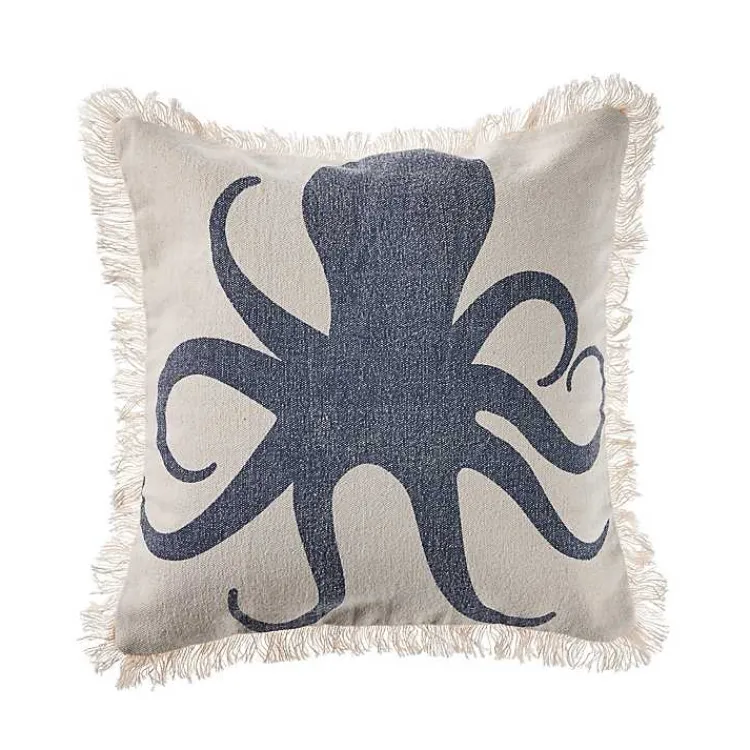 Best Blue Octopus Accent Pillow with Fringe Pillows