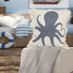 Best Blue Octopus Accent Pillow with Fringe Pillows