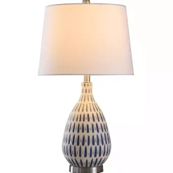 Kirklands Home Table Lamps|Blue Off-White Ceramic and Steel Table Lamp