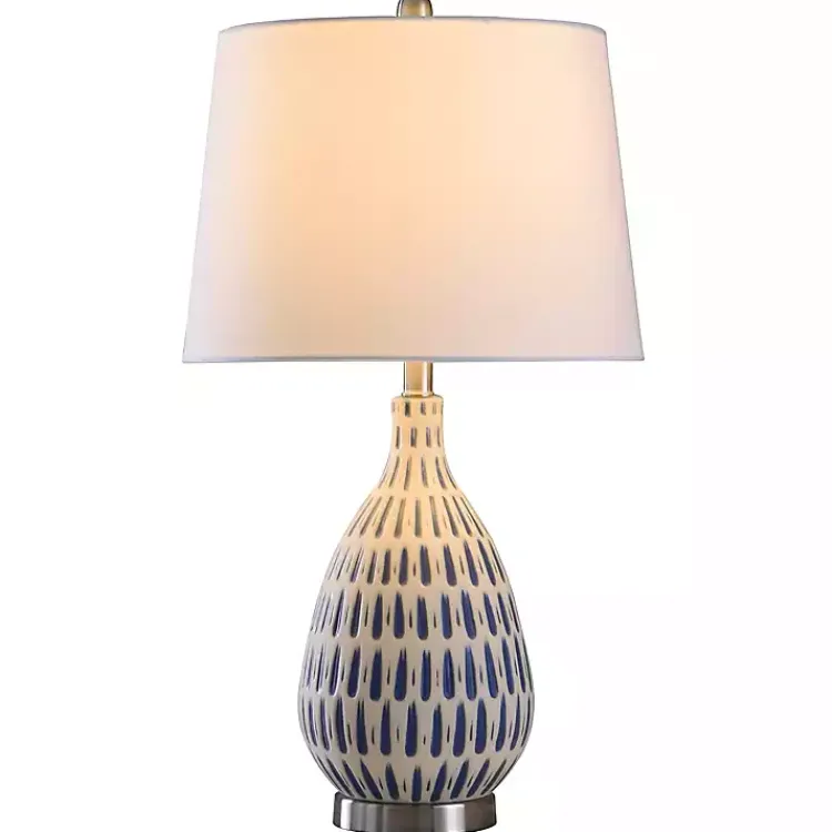 Kirklands Home Table Lamps|Blue Off-White Ceramic and Steel Table Lamp