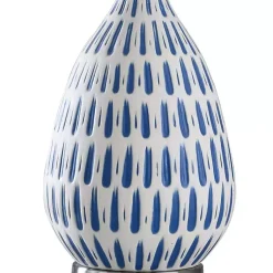 Kirklands Home Table Lamps|Blue Off-White Ceramic and Steel Table Lamp