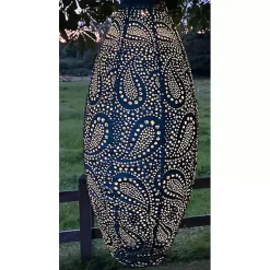 Kirklands Home Outdoor Lighting|Paisley Oblong Hanging LED Outdoor Lantern Blue