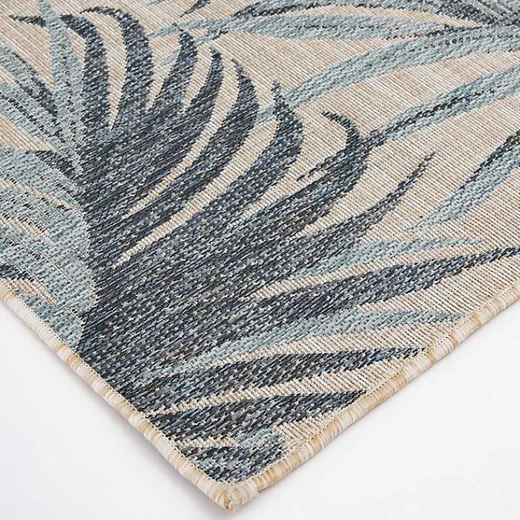 Kirklands Home Outdoor Rugs|Palm Fronds Lava Indoor/Outdoor Area Rug, 5x7 Blue
