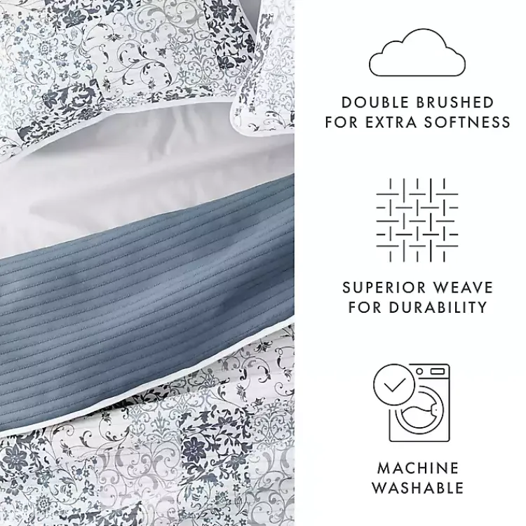 Kirklands Home Quilts|Blue Patchwork Reversible 3-pc. Queen Quilt Set