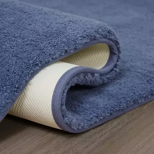 Kirklands Home Bathroom Rugs|Blue Plush Microfiber Bath Mat, 20x24
