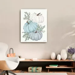 Clearance Blue Pumpkin Trio Canvas Print Fall