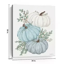 Clearance Blue Pumpkin Trio Canvas Print Fall