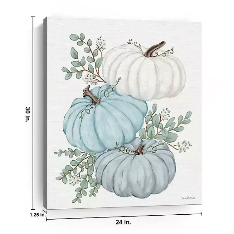 Clearance Blue Pumpkin Trio Canvas Print Fall