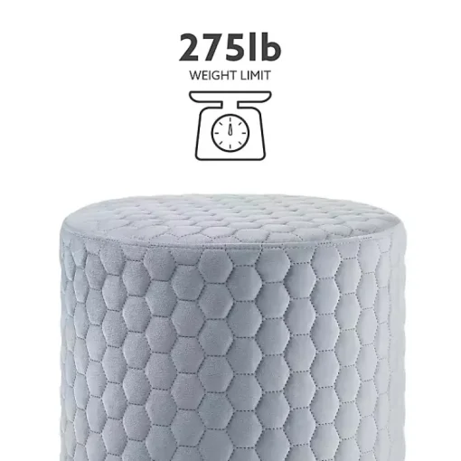 Kirklands Home Benches & Ottomans|Blue Quilted Honeycomb Ottoman