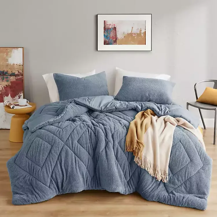 Kirklands Home Comforters|Quilted Teddy 3-pc. Full/Queen Comforter Set Blue