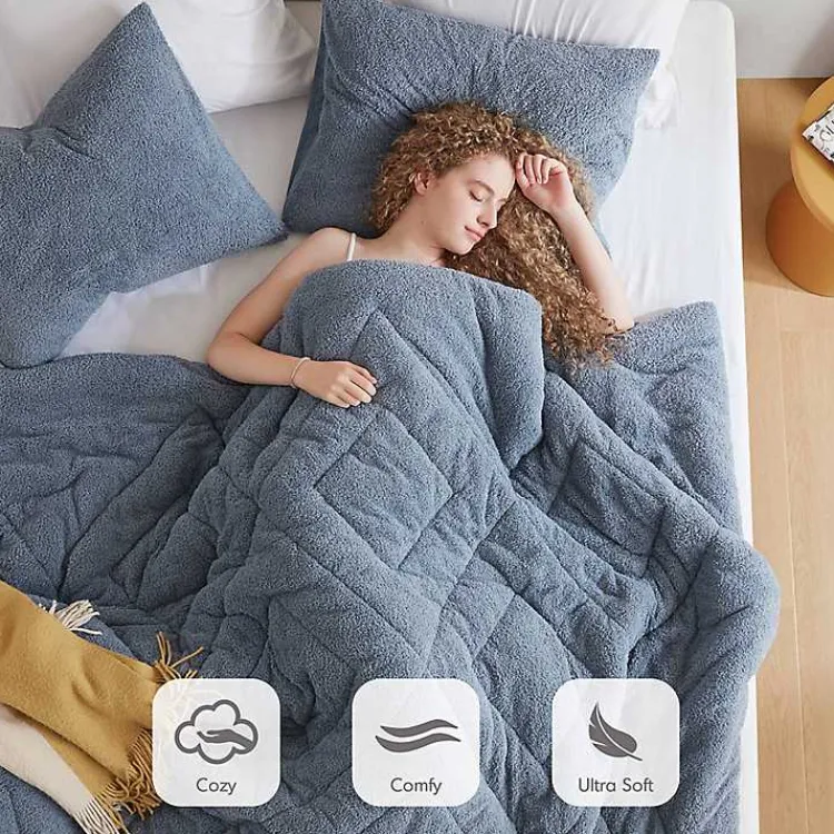 Kirklands Home Comforters|Quilted Teddy 3-pc. Full/Queen Comforter Set Blue