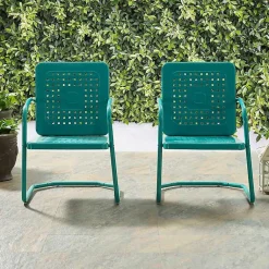 Kirklands Home Outdoor Seating|Retro Basket Weave Chairs, Set of 2 Blue