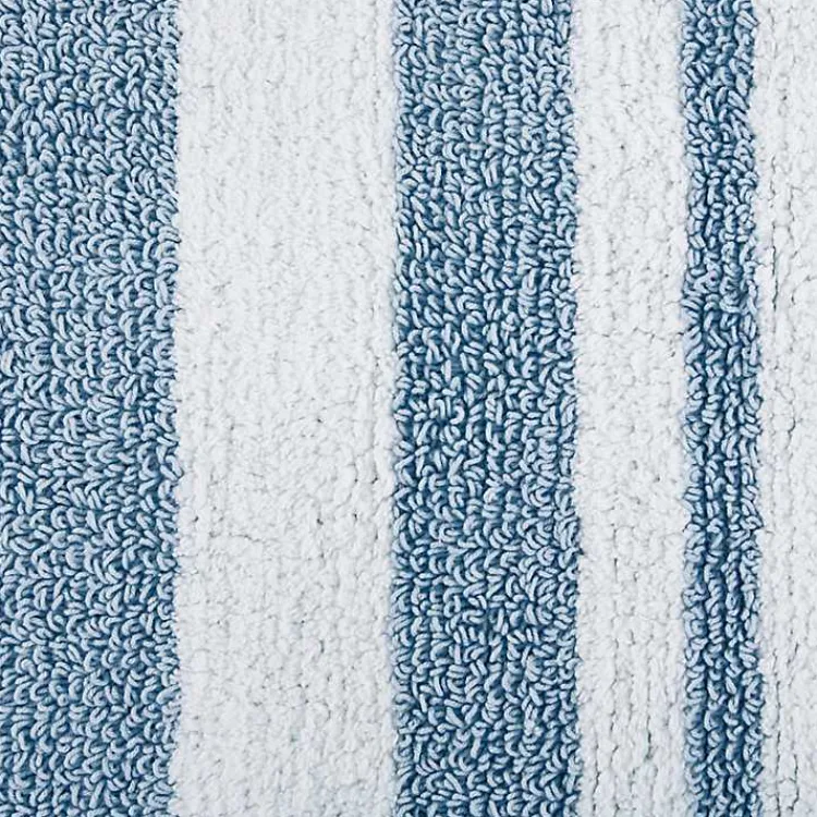 Kirklands Home Bathroom Rugs|Blue Reversible Stripe Trim Bath Mat, 45 in.