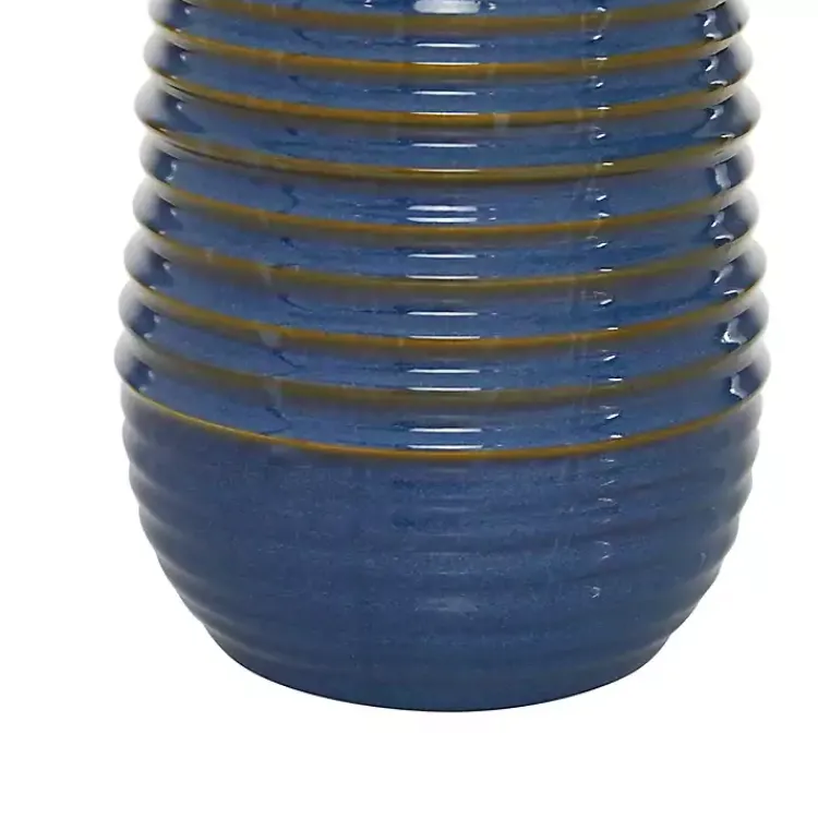 Kirklands Home Table Lamps|Blue Ribbed Stoneware Table Lamp White