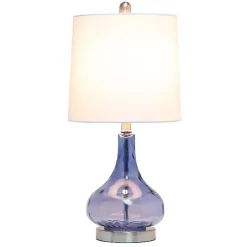 Kirklands Home Table Lamps|Rippled Glass Droplet Table Lamp Blue