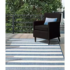 Kirklands Home Outdoor Rugs|Robin Stripe Outdoor Rug, 5x8 Blue