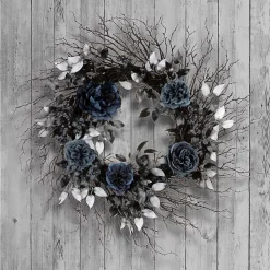 Clearance Blue Roses and Deadwood Wreath Halloween