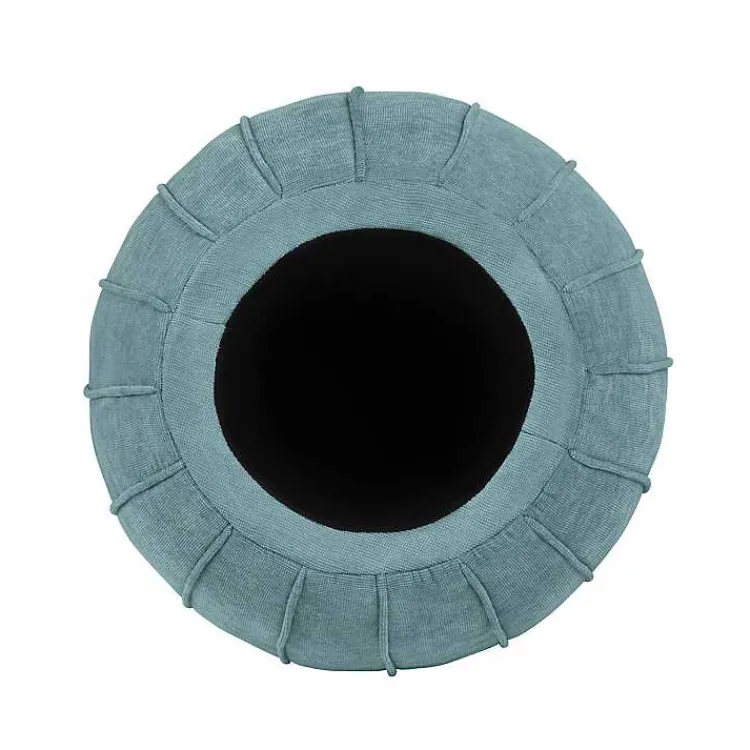 Kirklands Home Benches & Ottomans|Rounded Oval Storage Ottoman Blue