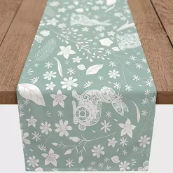 Kirklands Home Table Linens|Blue Scandinavian Bunny Table Runner, 90 in.