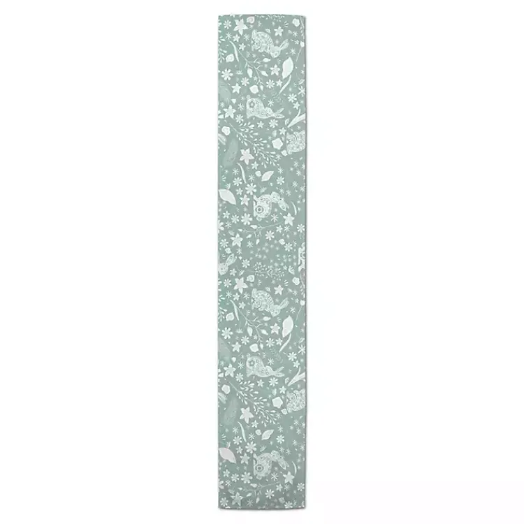 Kirklands Home Table Linens|Blue Scandinavian Bunny Table Runner, 90 in.