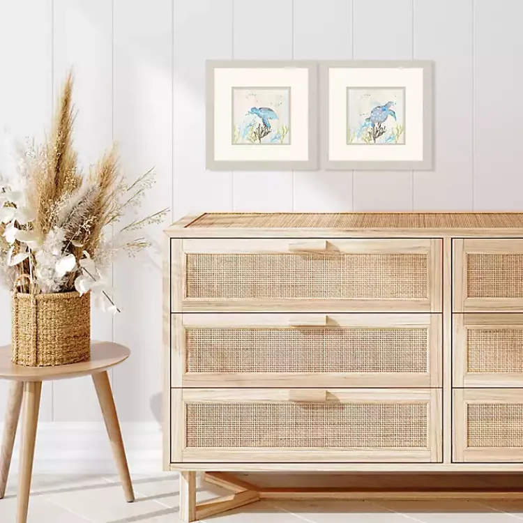 Kirklands Home Framed Art|Blue Sea Turtle Frames Art Prints, Set of 2