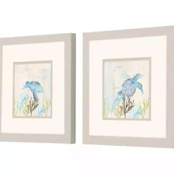 Kirklands Home Framed Art|Blue Sea Turtle Frames Art Prints, Set of 2