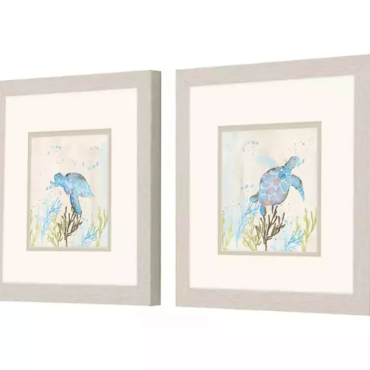 Kirklands Home Framed Art|Blue Sea Turtle Frames Art Prints, Set of 2