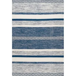 Kirklands Home Area Rugs|Seabrook Striped Fringe Wool Area Rug, 7x9 Blue