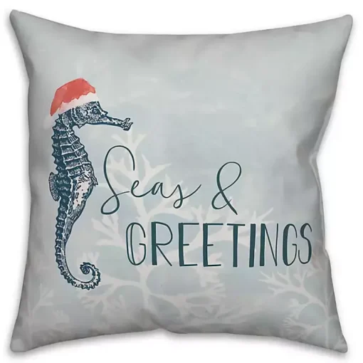 Sale Blue Seas and Greetings Seahorse Pillow Pillows