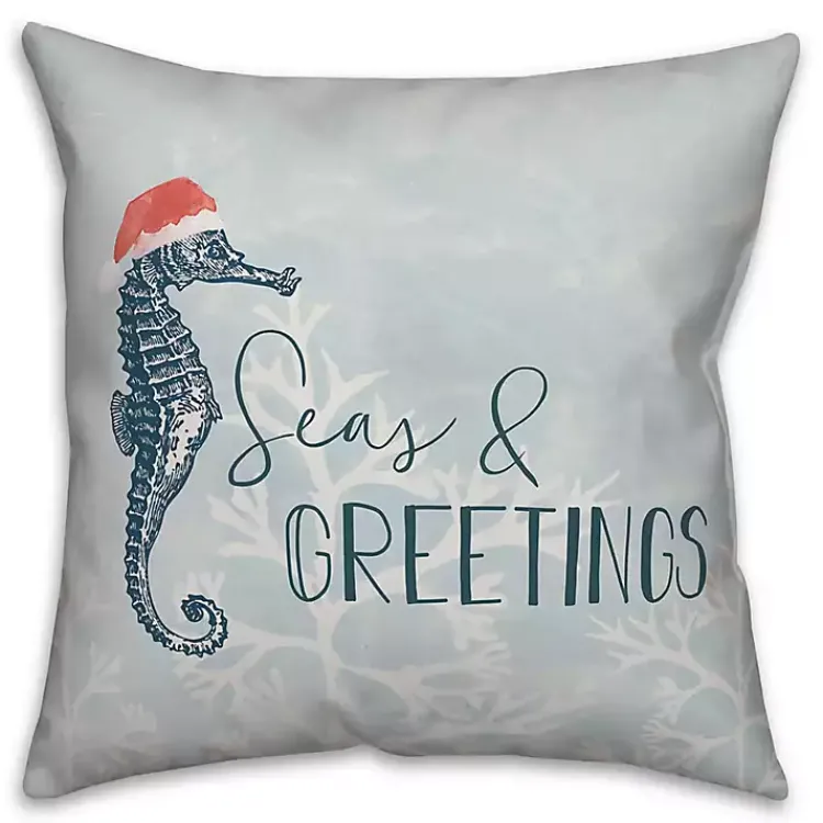 Sale Blue Seas and Greetings Seahorse Pillow Pillows