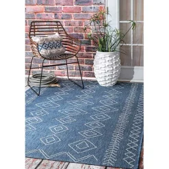 Kirklands Home Outdoor Rugs|Blue Serna Tribal Outdoor Area Rug, 5x8