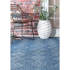 Kirklands Home Outdoor Rugs|Blue Serna Tribal Outdoor Area Rug, 8x11