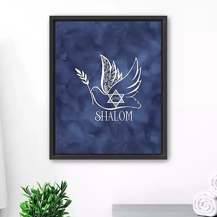 Clearance Blue Shalom Dove Framed Hanukkah Wall Art Hanukkah Decorations