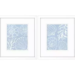 Kirklands Home Framed Art|Blue Shell Silhouettes Framed Art Prints, Set of 2