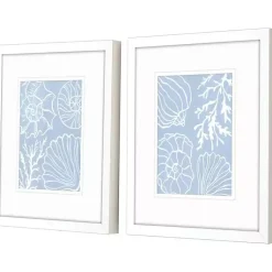 Kirklands Home Framed Art|Blue Shell Silhouettes Framed Art Prints, Set of 2