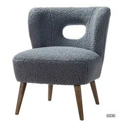 Kirklands Home Accent Chairs|Sherpa Barrel Accent Chair Blue