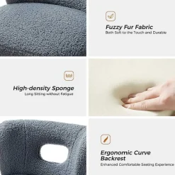 Kirklands Home Accent Chairs|Sherpa Barrel Accent Chair Blue