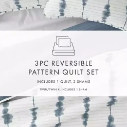 Kirklands Home Quilts|Blue Shibori Reversible 3-pc. Queen Quilt Set