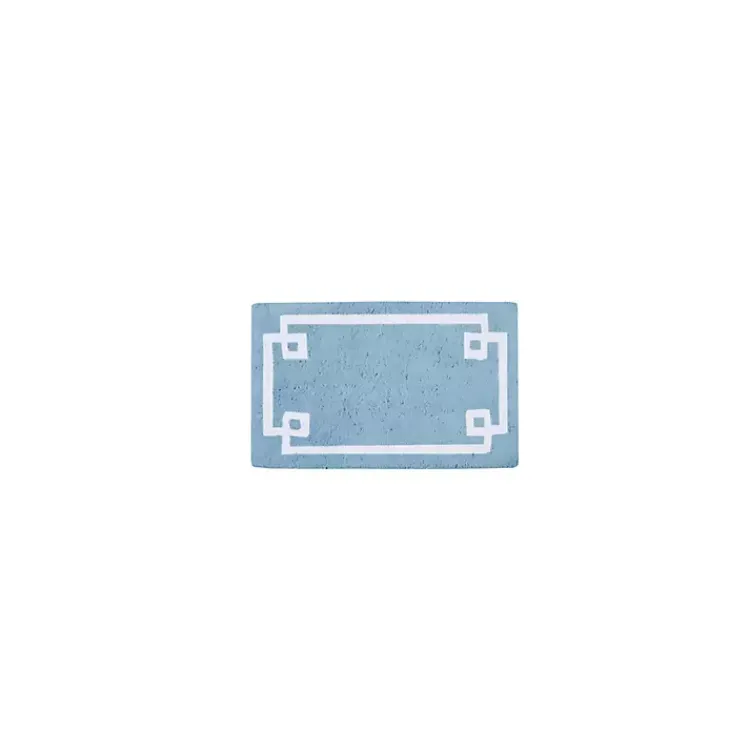 Kirklands Home Bathroom Rugs|Blue Simple Trim Cotton Tufted Bath Mat, 30 in.