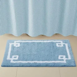 Kirklands Home Bathroom Rugs|Simple Trim Cotton Tufted Bath Mat, 40 in. Blue