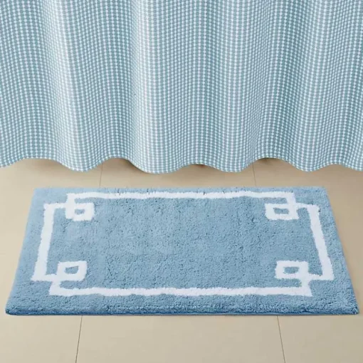 Kirklands Home Bathroom Rugs|Simple Trim Cotton Tufted Bath Mat, 40 in. Blue