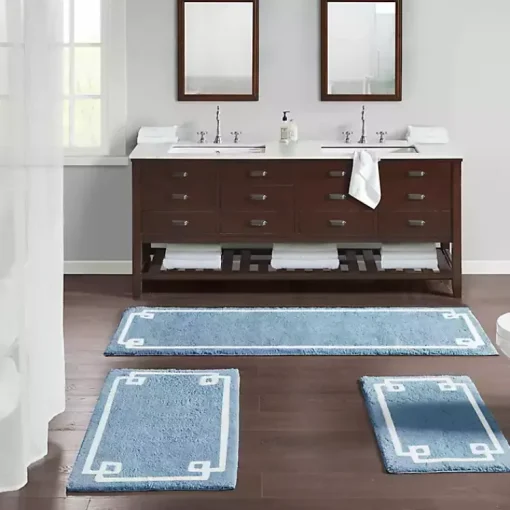 Kirklands Home Bathroom Rugs|Simple Trim Cotton Tufted Bath Mat, 40 in. Blue