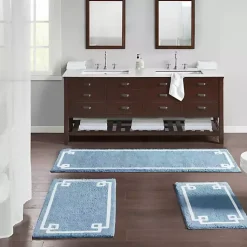 Kirklands Home Bathroom Rugs|Simple Trim Cotton Tufted Bath Mat, 72 in. Blue