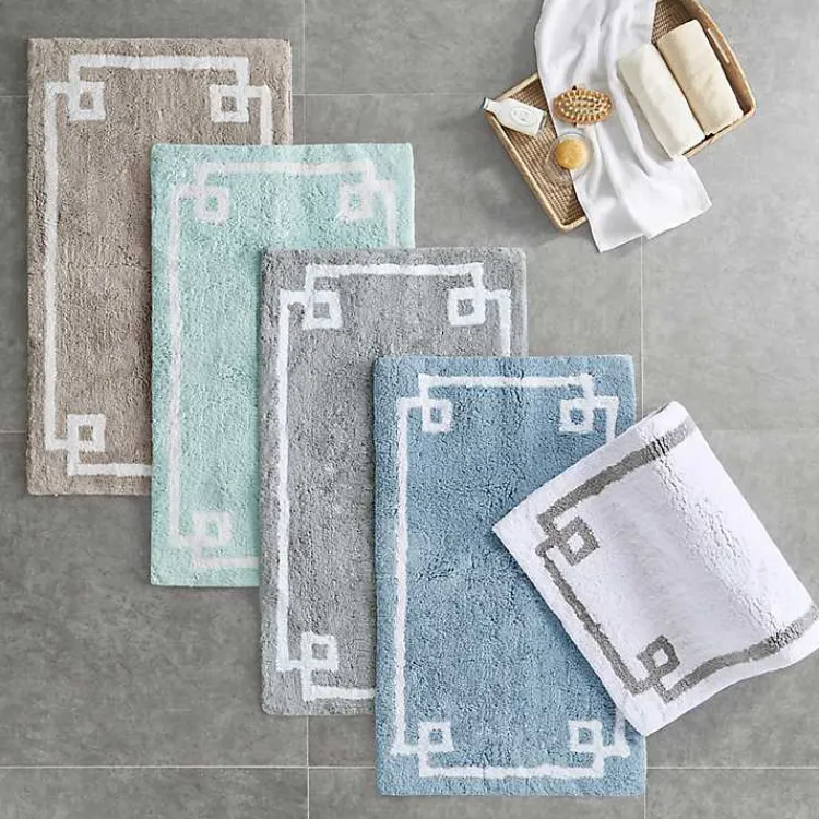 Kirklands Home Bathroom Rugs|Simple Trim Cotton Tufted Bath Mat, 72 in. Blue