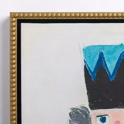 Blue Sketched Nutcracker Framed Canvas Art Print Christmas Art & Wall Decor