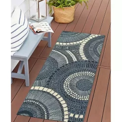 Kirklands Home Outdoor Rugs|Spheres Indoor/Outdoor Runner, 1x4 Blue