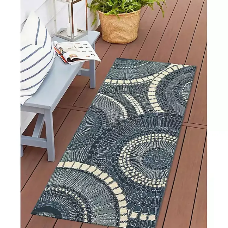 Kirklands Home Outdoor Rugs|Spheres Indoor/Outdoor Runner, 1x4 Blue