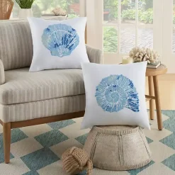 Clearance Blue Spiral Seashell Throw Pillow Pillows