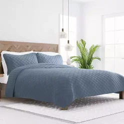 Kirklands Home Quilts|Stitched Diamond 3-pc. Queen Quilt Set Blue