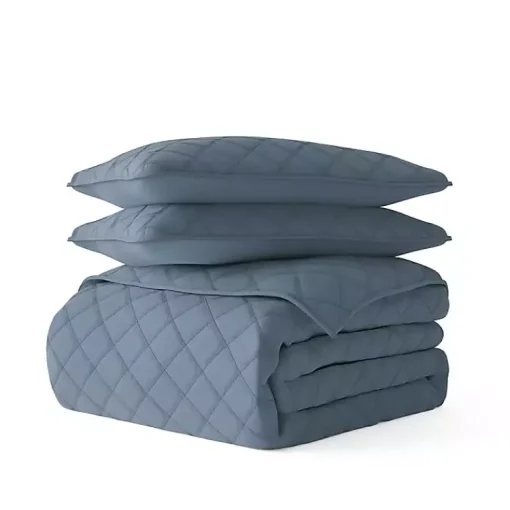 Kirklands Home Quilts|Stitched Diamond 3-pc. Queen Quilt Set Blue